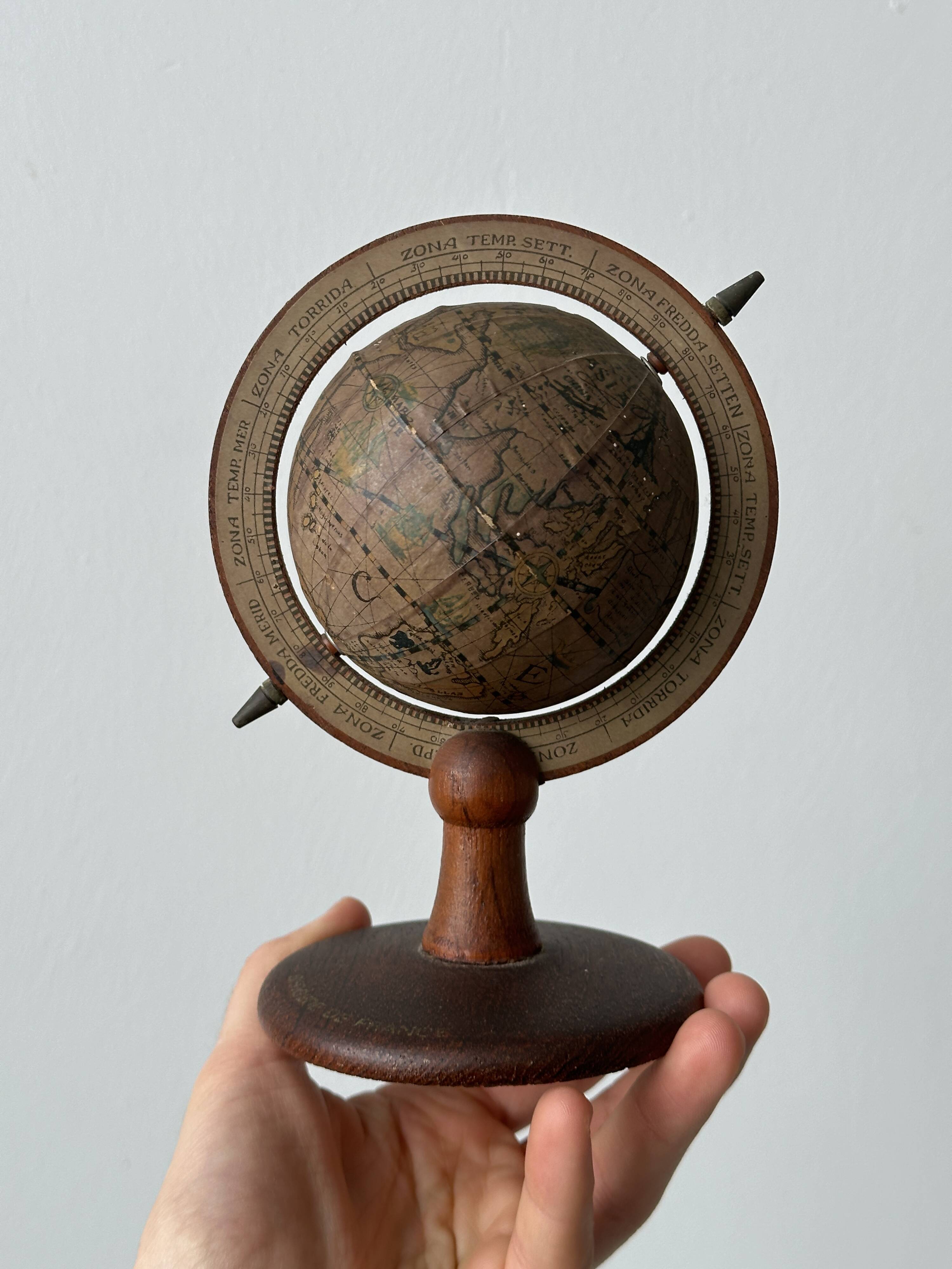 Ancient wooden terrestrial globe