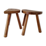 Pair of half-moon tripod stools