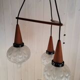 Boomerang Cascade Pendant Chandelier in Teak and Glass from Philips, 1950s