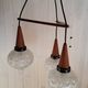 Boomerang Cascade Pendant Chandelier in Teak and Glass from Philips, 1950s