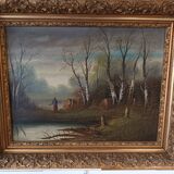 Painting under wood XIX th