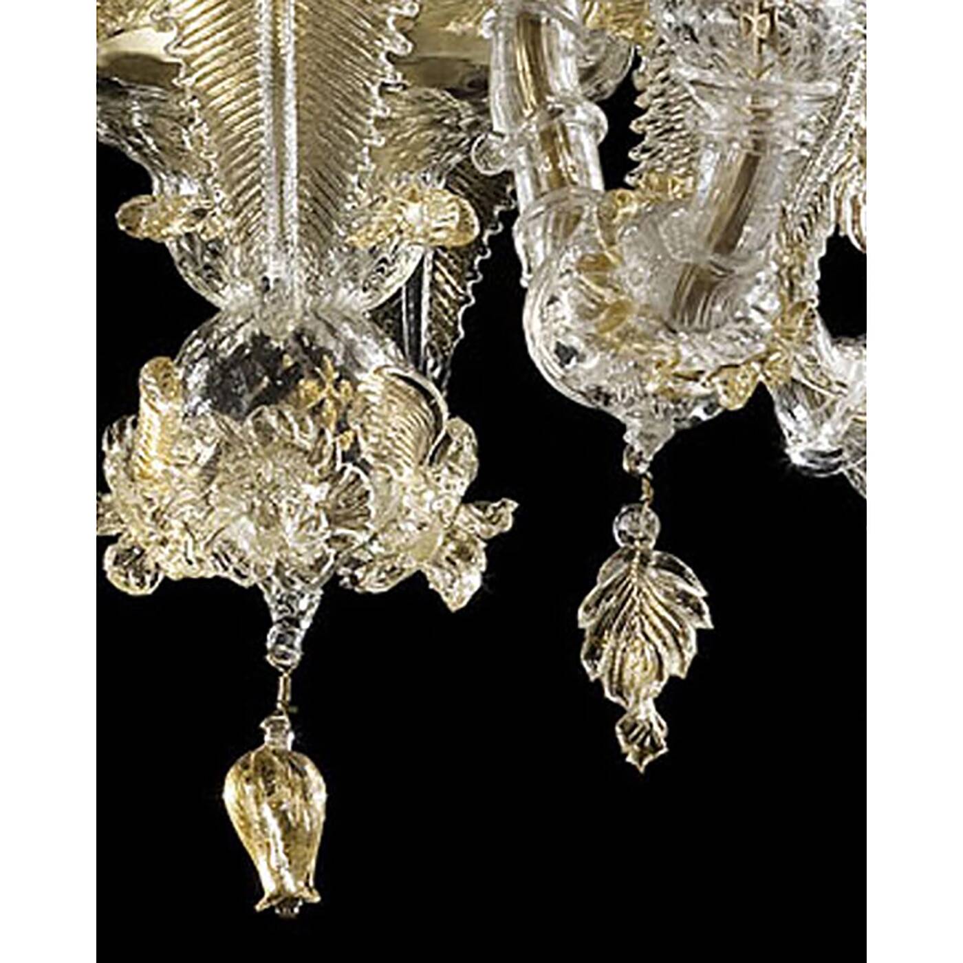 Venetian Cà Rezzonico Floral Gold Murano Style Glass Chandelier