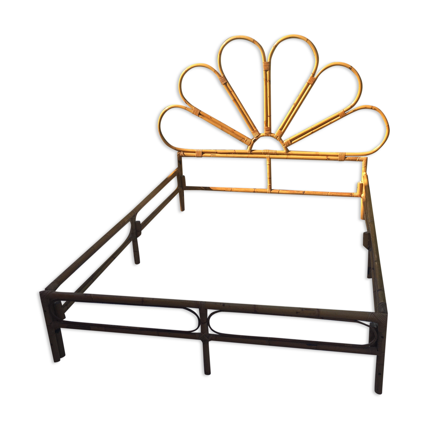 Bamboo bed and vintage rattan