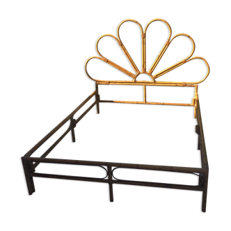 Lit bambou et rotin vintage