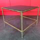 Table basse bambou et cuir vers 1950
