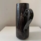 Vintage 1950s black and brown glazed stoneware pitcher/jug