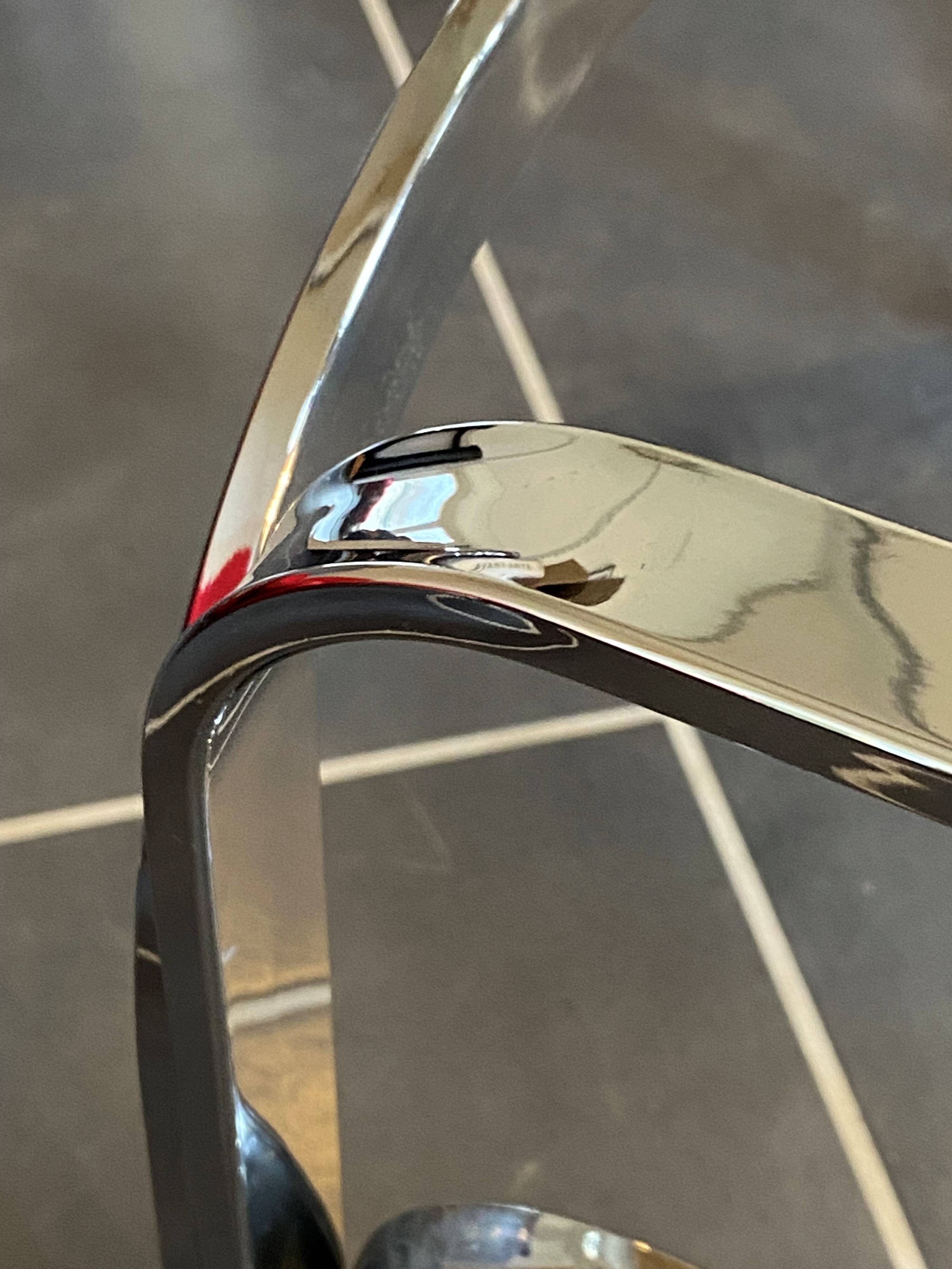 Table basse double plateau verre chrome style Bauhaus vintage 1970