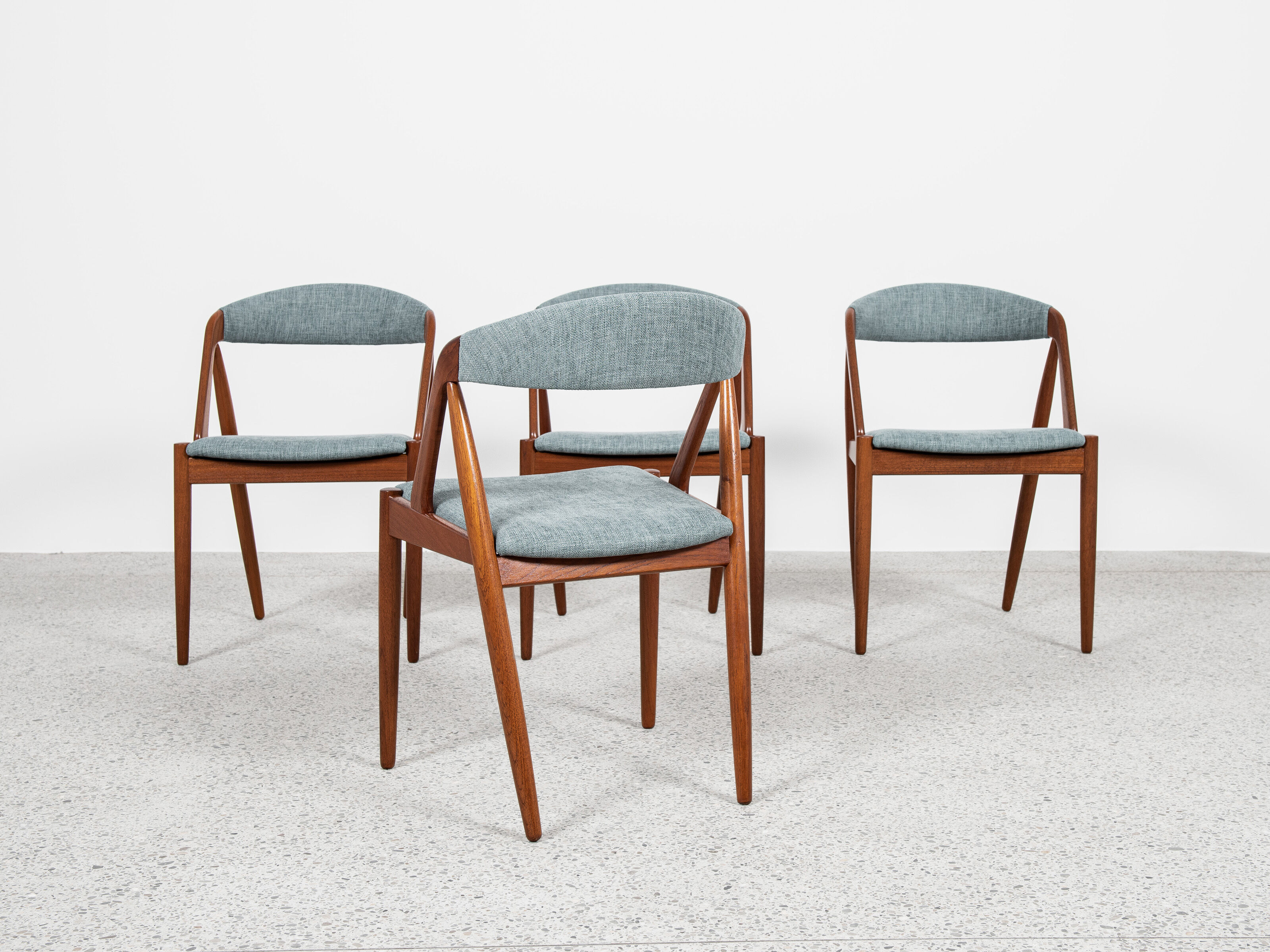 Midcentury Danish set of 4 dining chairs in teak by Kai Kristiansen 1960s