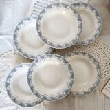 6 assiettes creuses en terre de fer Sarreguemines U&C modèle Luchon