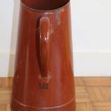 Brown enamelled steel pitcher