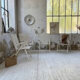 4 white wooden garden chairs