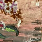 Ancient painting, still life with lilas and iris signed Bonnefond 70s