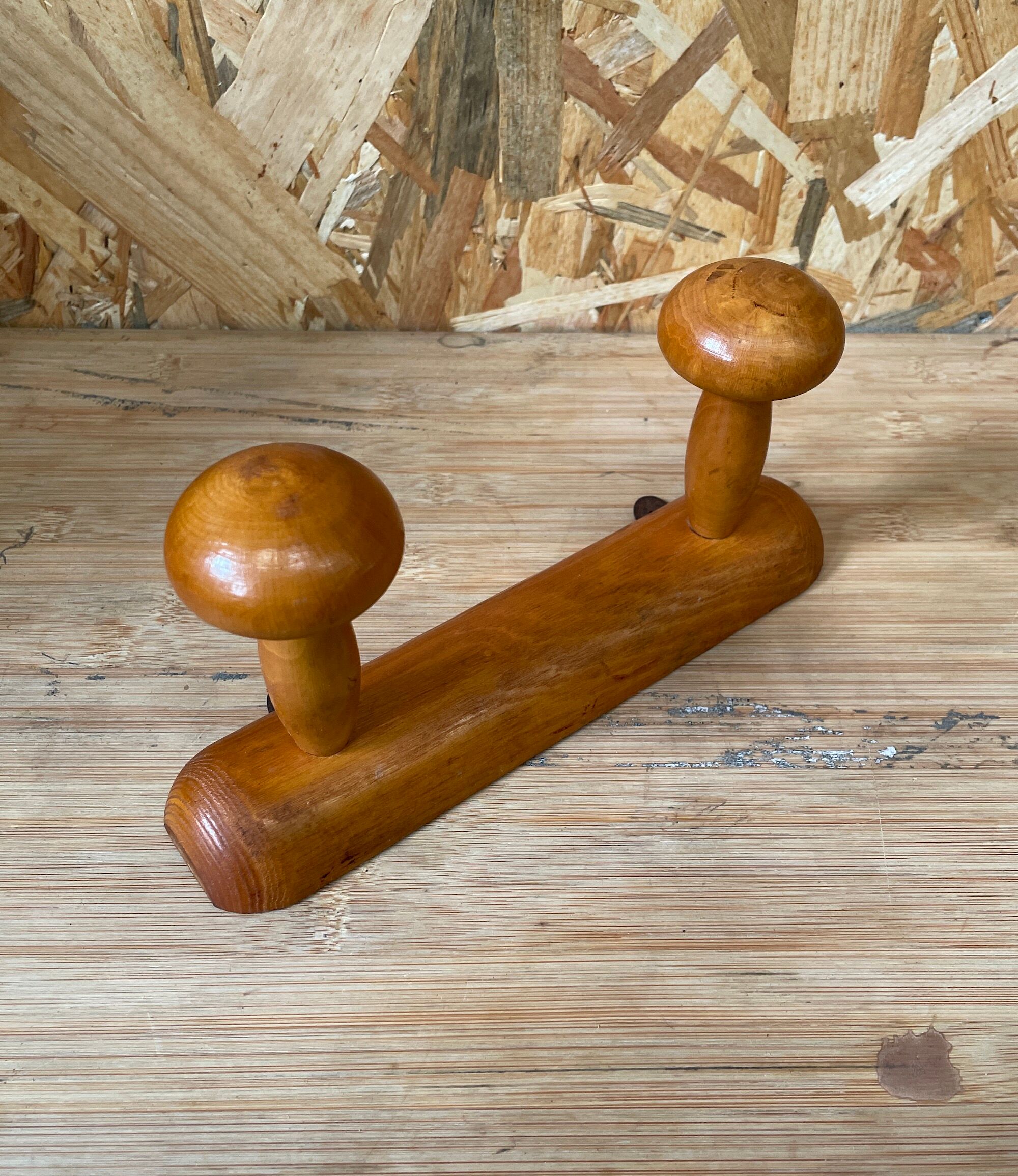Wooden wall coat rack