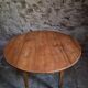 Rustic French antique dining table, drop-leaf table in cherry wood, circa 1900.