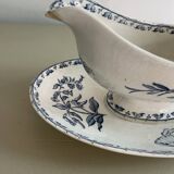 Sauce boat in blue iron earth Sarreguemines model Carmen