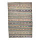 6x9 Gray & Green Striped Pattern Kilim Rug, 176x262Cm