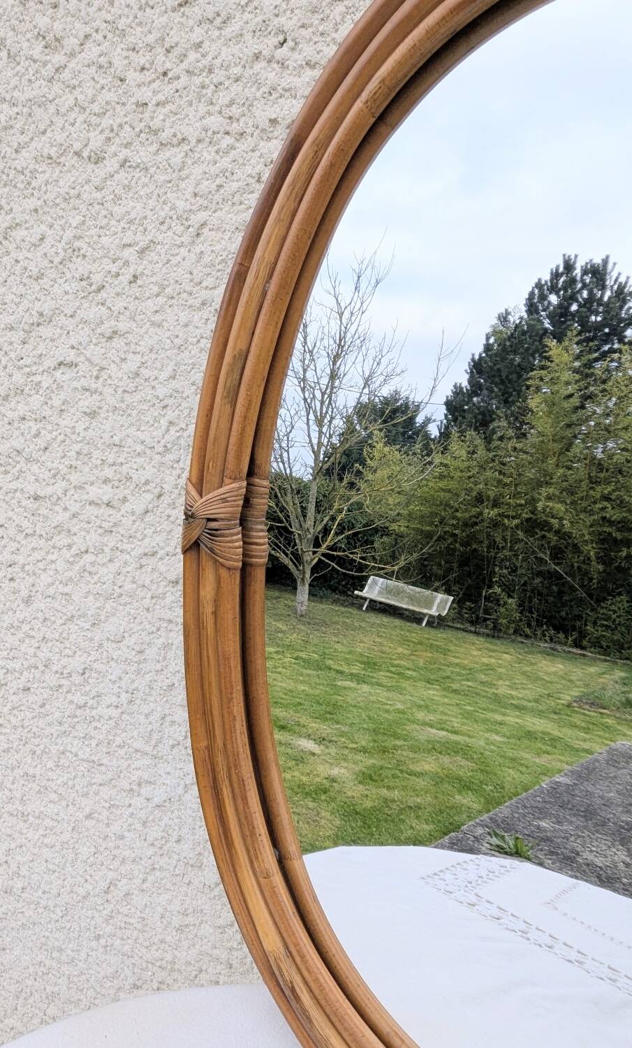 Large bamboo rattan mirror 70 80 Vintage 67 cm x 46 cm Excellent condition