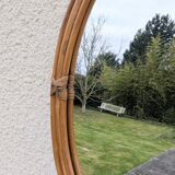 Large bamboo rattan mirror 70 80 Vintage 67 cm x 46 cm Excellent condition
