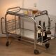 Vintage 1970s rolling dessert trolley in chrome metal and mirrored glass.