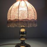 Brass bedside lamp and pink/vintage lampshade 60s-70s