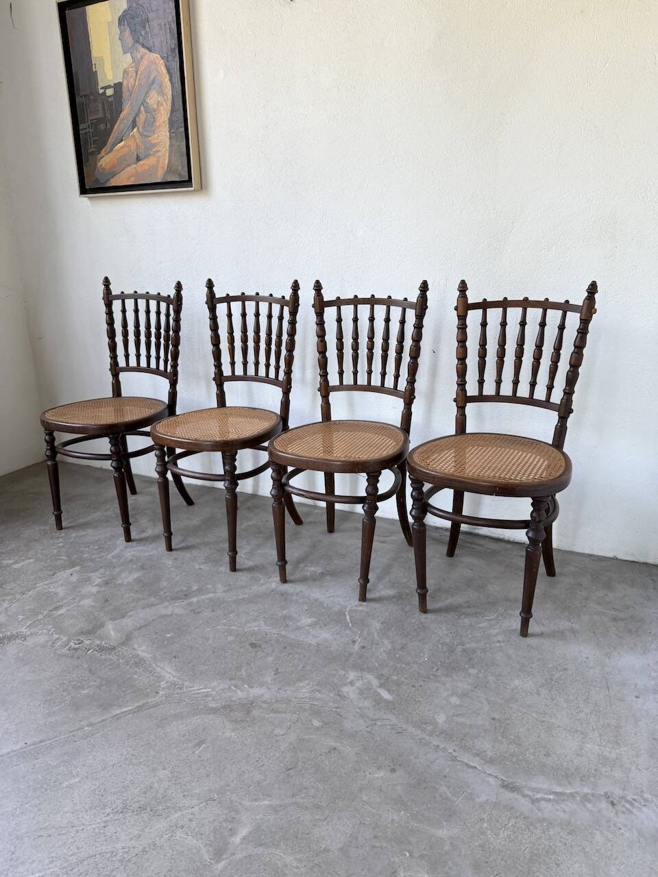 Set of 4 Fischel cane bistro chairs n019