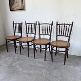 Série 4 chaises bistrot cannage Fischel n019