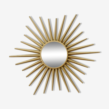 Golden metal sun mirror 49cm