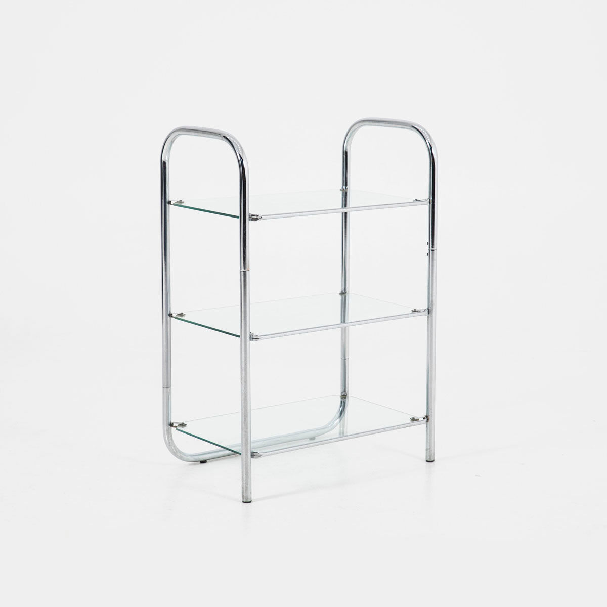 Chrome and glass shelf in Bauhaus style, 1970s