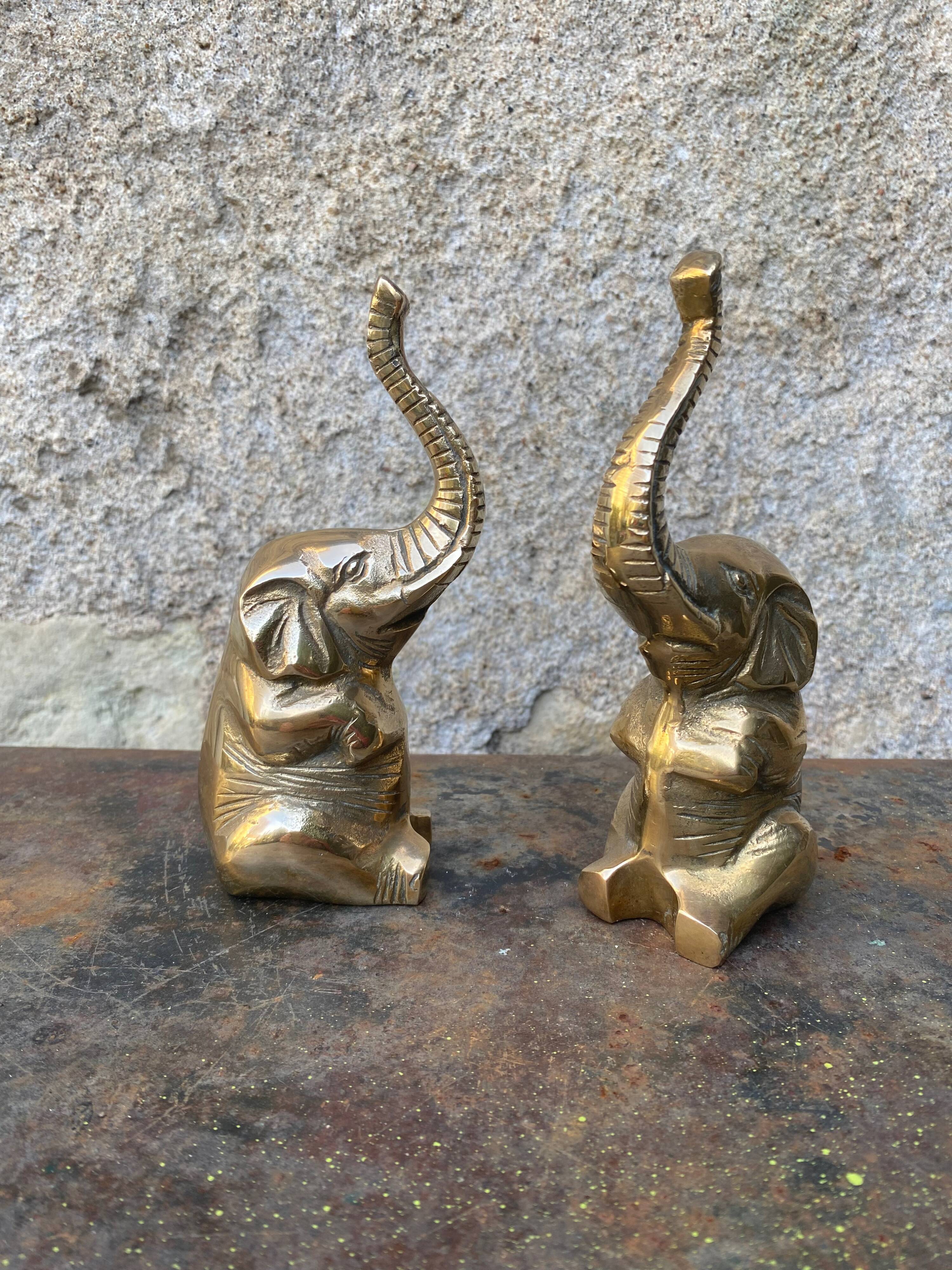 Brass elephant bookends