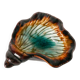 Ceramic shell-shaped catchall, brown and blue, 1970.