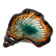 Ceramic shell-shaped catchall, brown and blue, 1970.