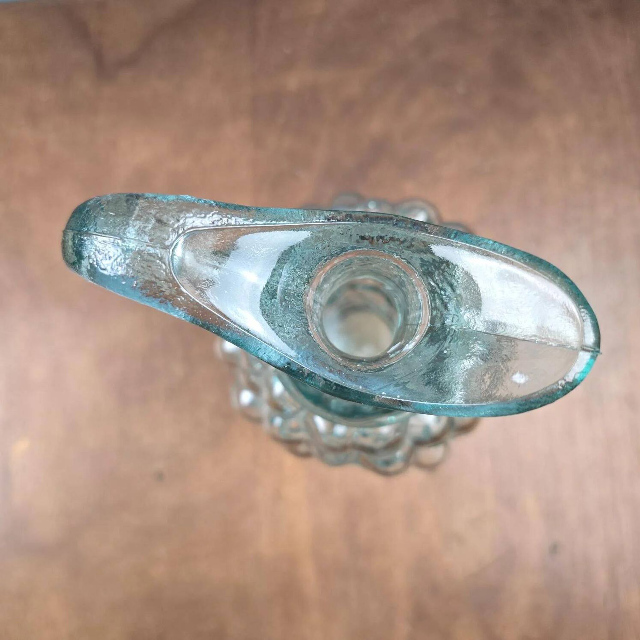 Bouteille raisin verre vintage – Carafe ou soliflore vert bleuté
