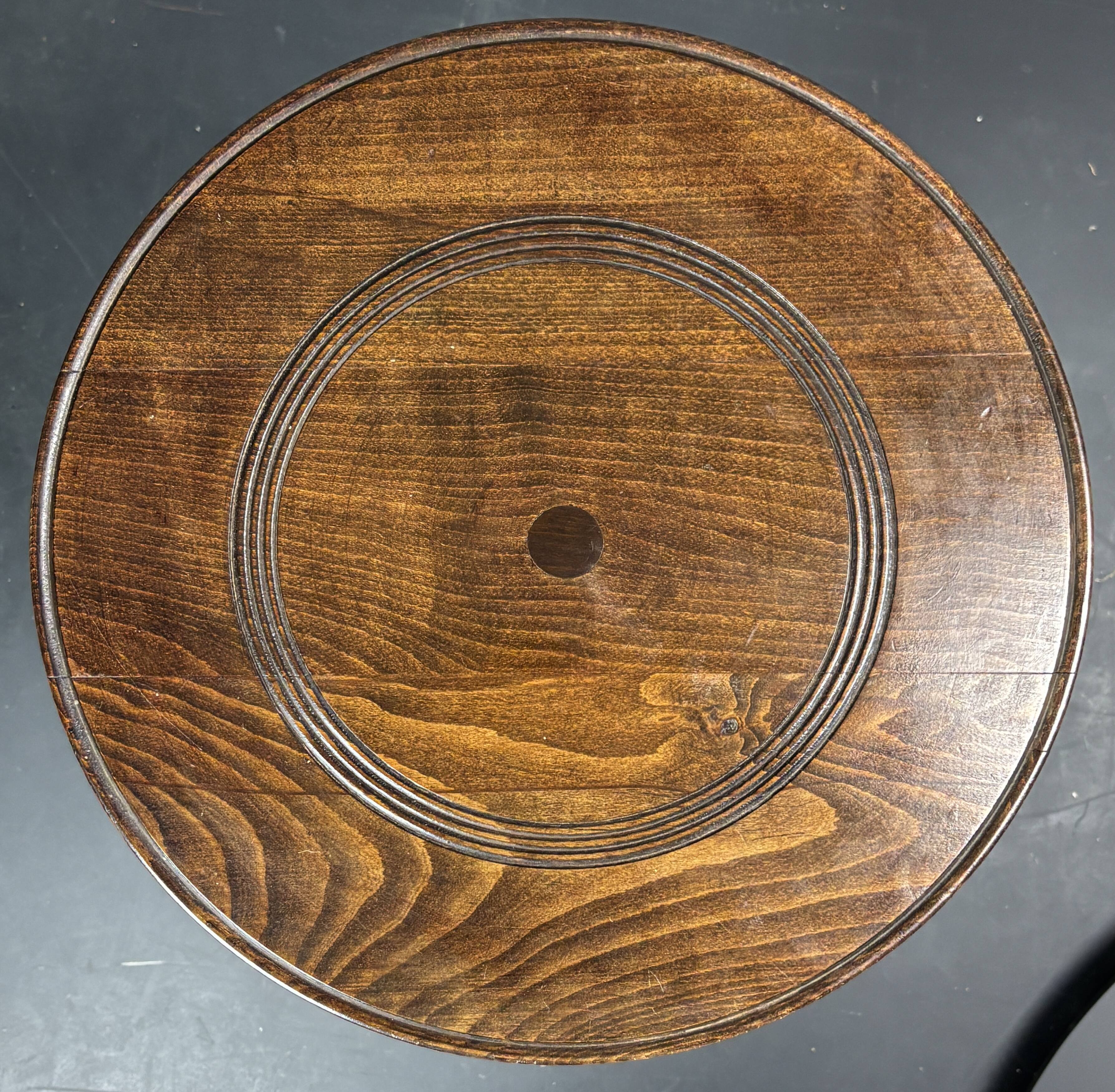 Midcentury brutalist wood turned side table in the style of Charles Dudouyt