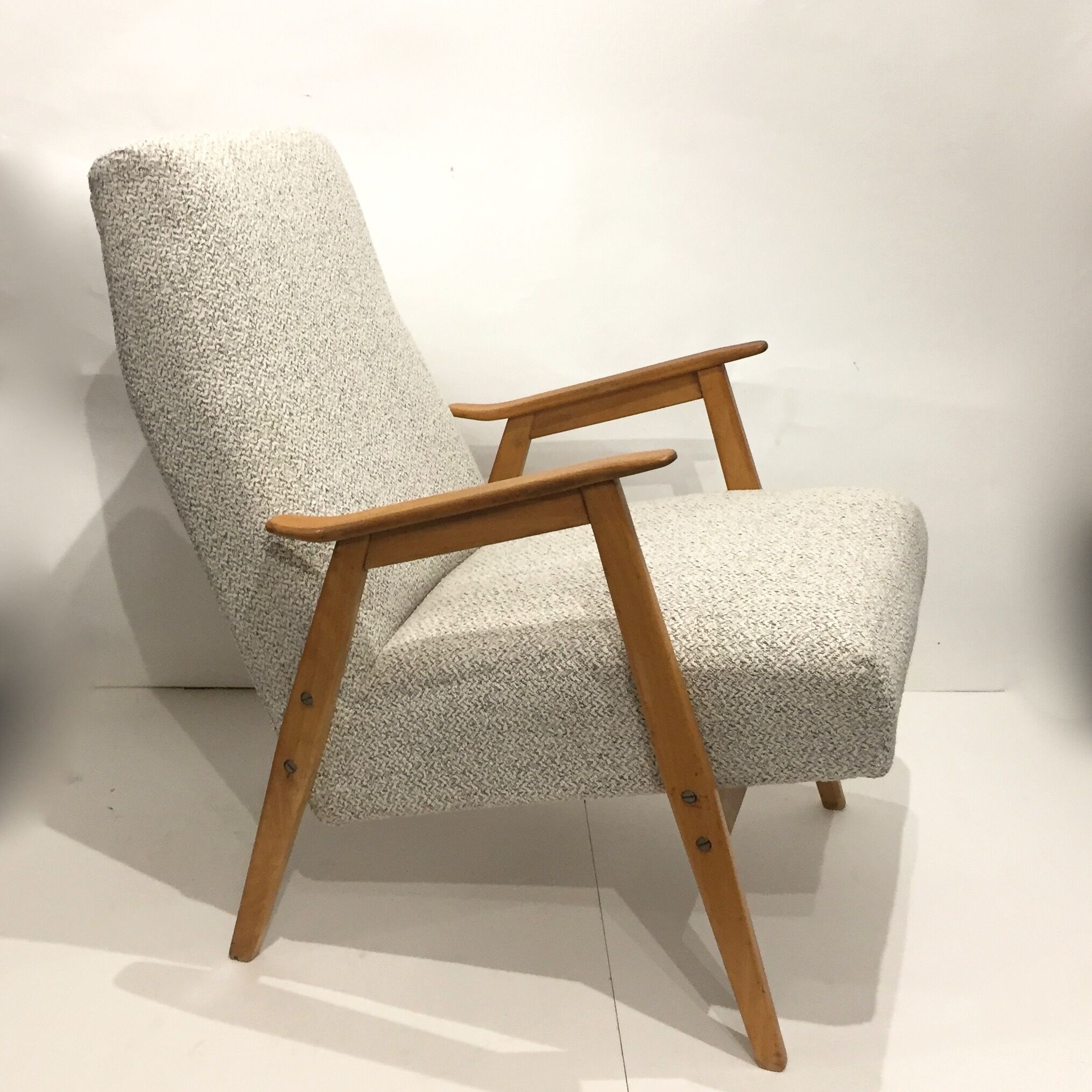 Pair of reupholstered 60s armchairs