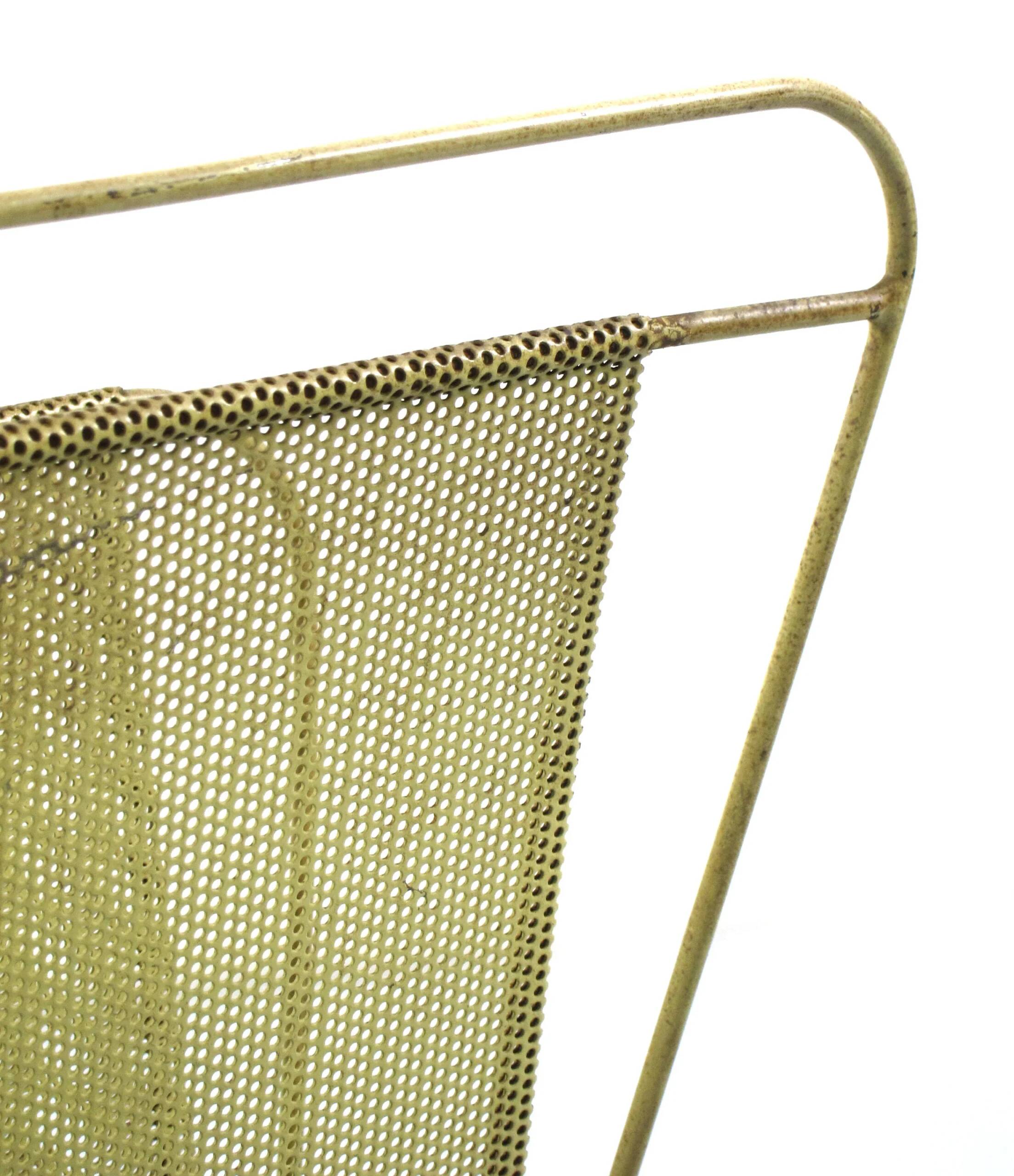 Compact yellow Mathieu Mategot 1960s magazine rack for Artimeta