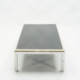 Table basse chrome et laiton 1970