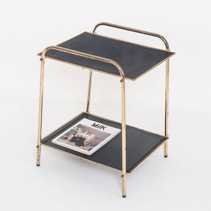 Vintage side table in gilded and painted iron. France, 1950s.