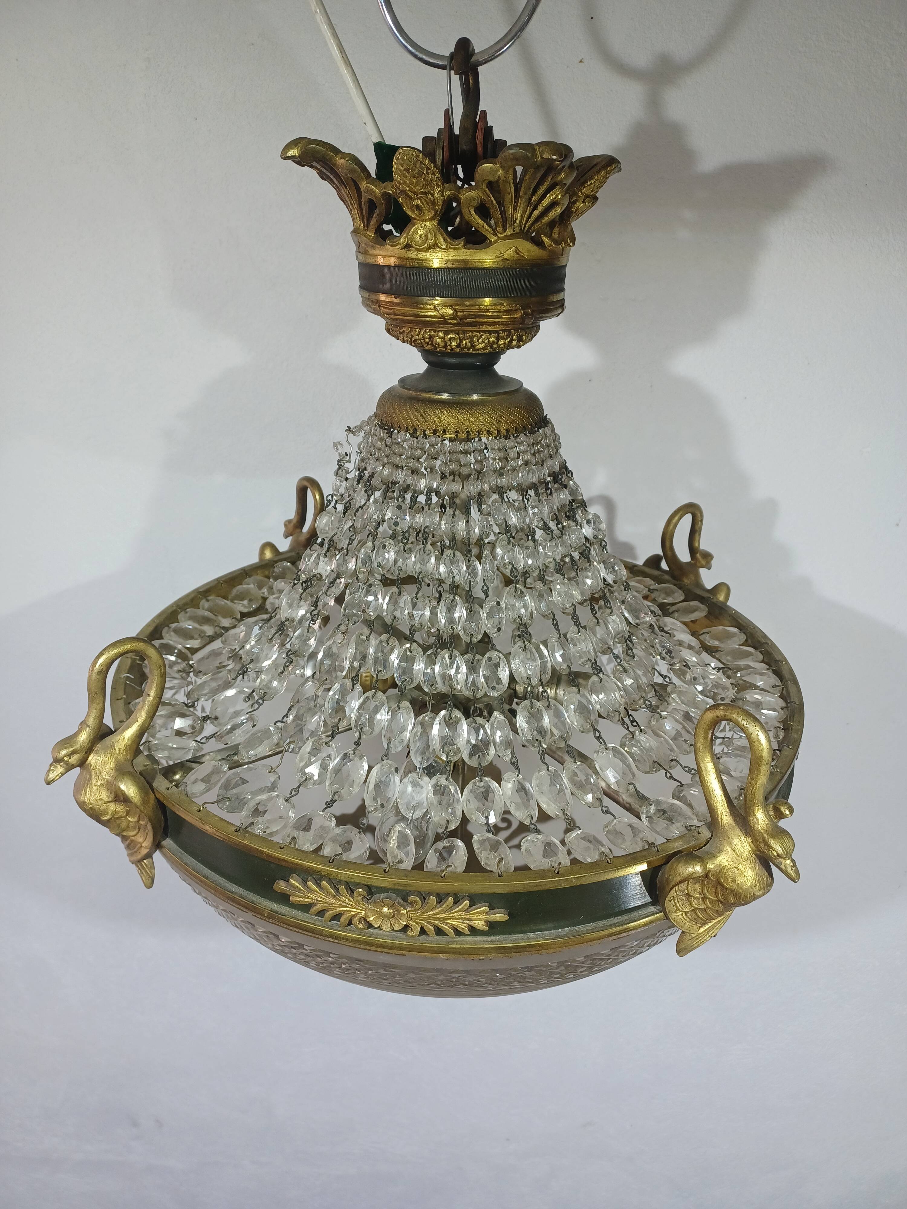 Empire chandelier in bronze and crystal