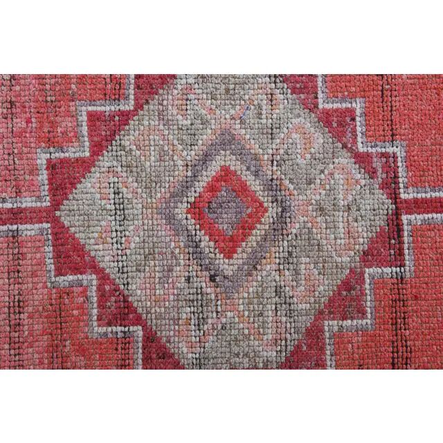 1970s Pink Turkish Handmade Vintage Oushak Wool Runner 84x269