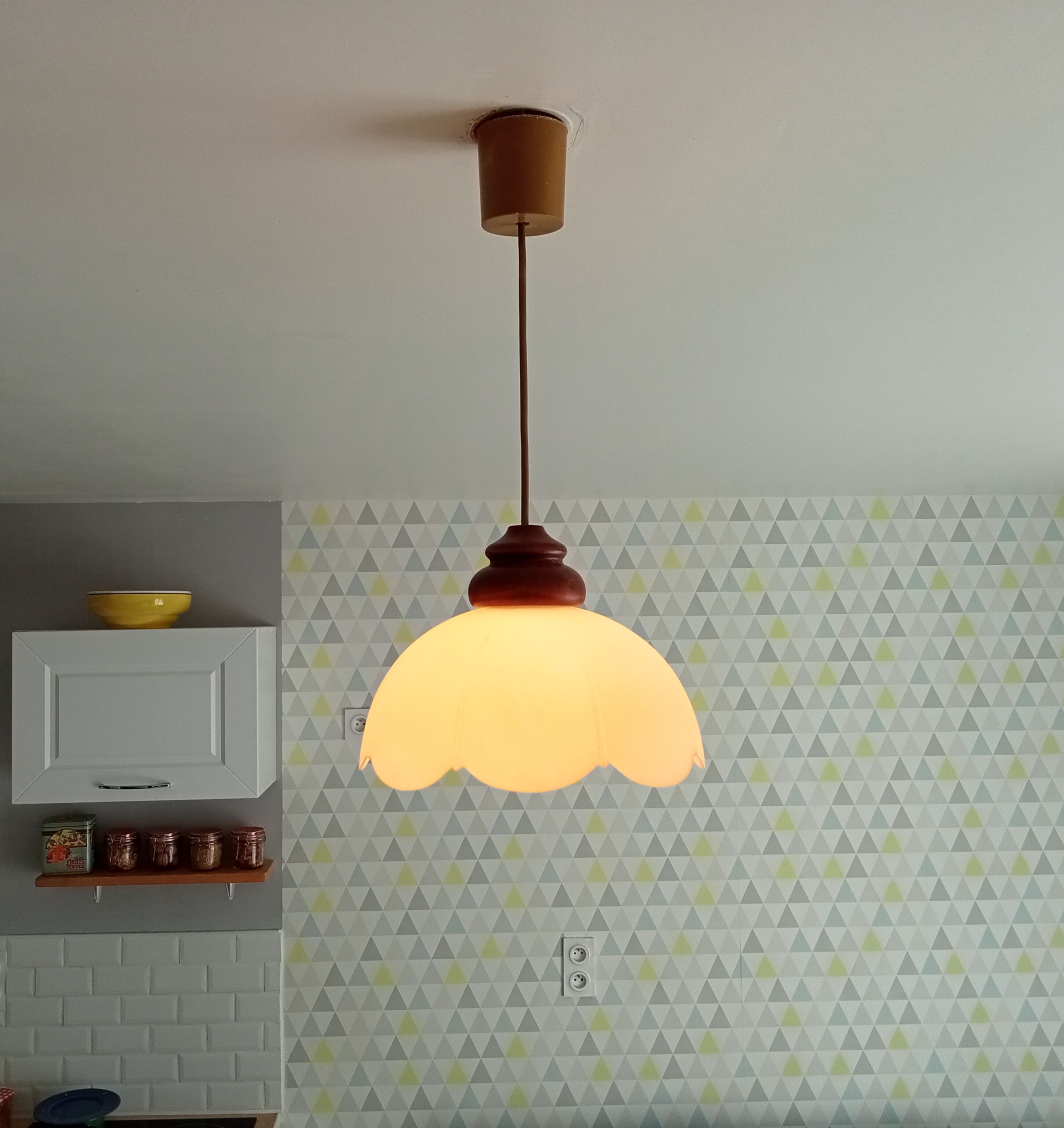Vintage opaline pendant lamp