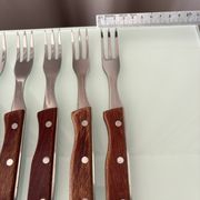 Set of 6 Vintage Sakana Japan Forks | Stainless Steel & Wood Handles