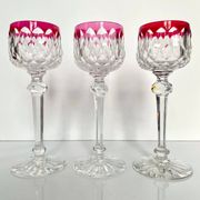 3 Baccarat Crystal Wine Glasses - Juvisy Red Model
