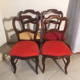 Series of 4 walnut chairs 19th century