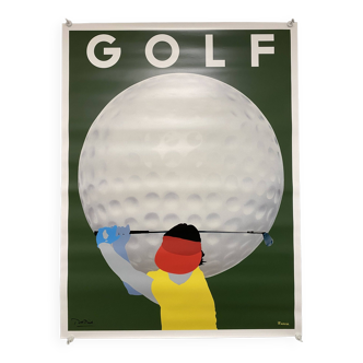 Original Golf poster by Razzia - Large Format - Signed by the artist - On linen