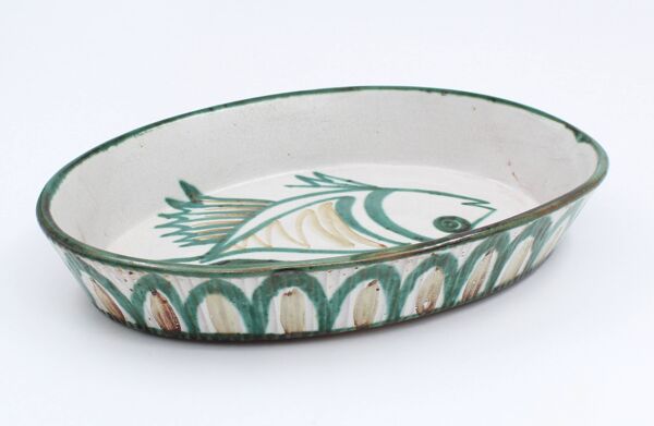 Plat à poisson robert picault en ceramique vallauris 1950