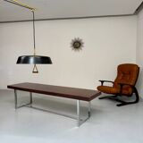 Antique and XXL Italian design coffee table from the 70s, rosewood veneer