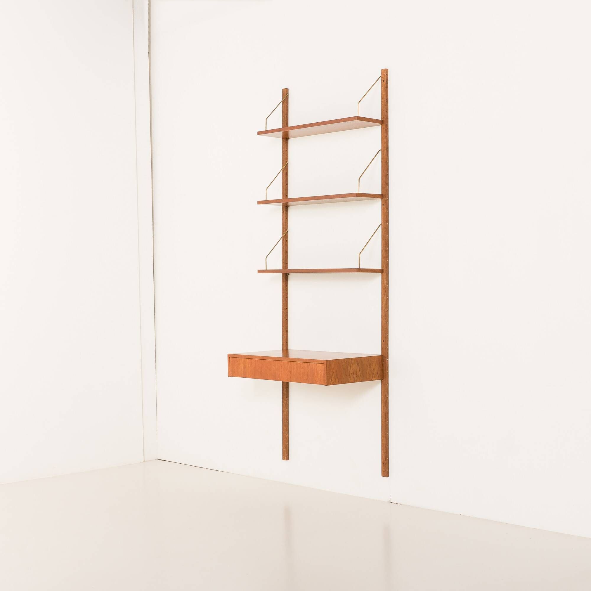 Danish mid-century teak shelving unit with a desk, 1970s