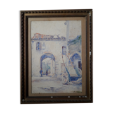 Aquarelle ancienne de Jean de Joybert de l'école de Nancy