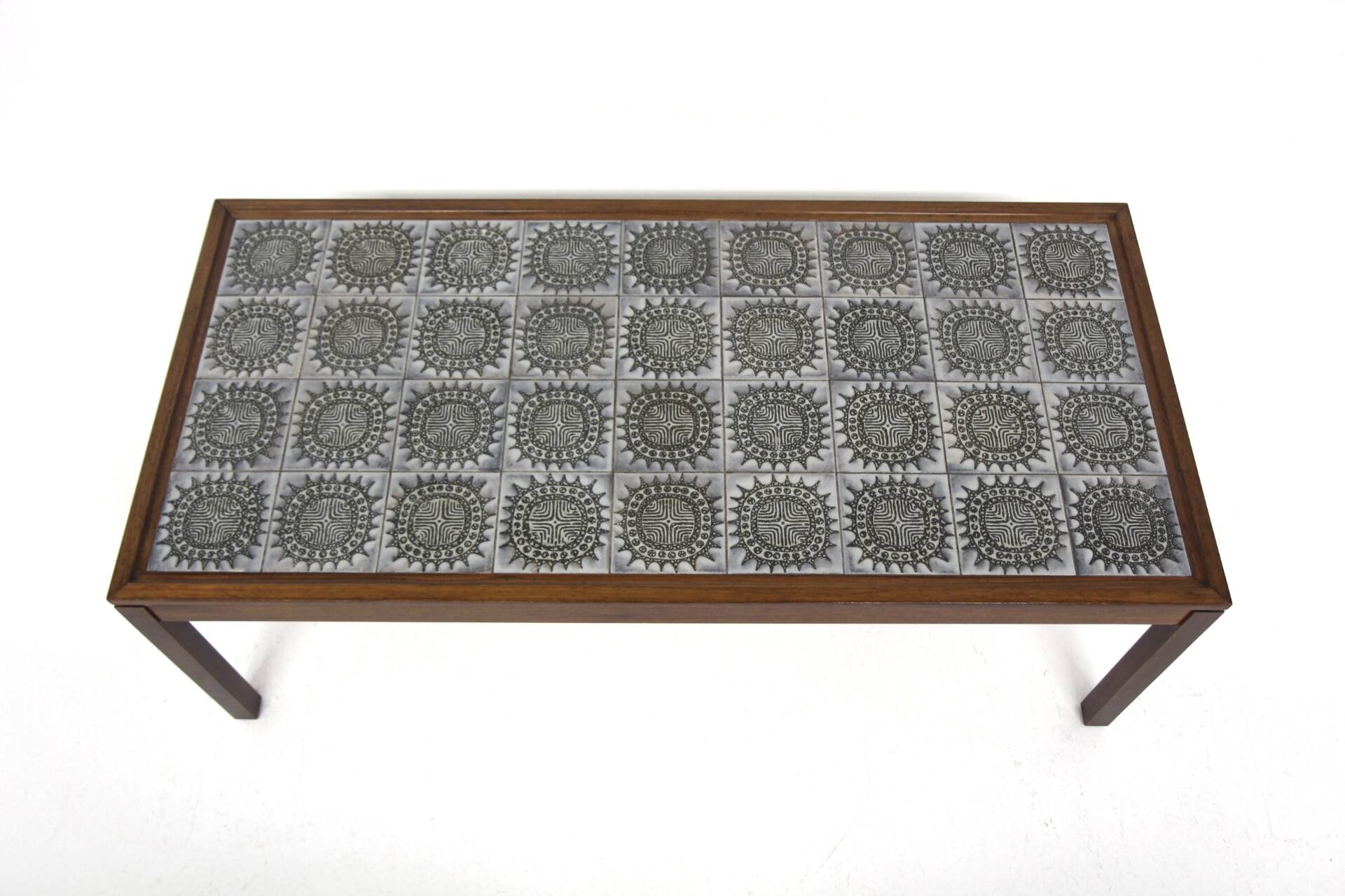 Mahogany and ceramic coffee table, Sweden, 1970