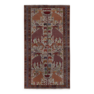 Vintage Turkish Oushak Handwoven Rug 114x217 cm